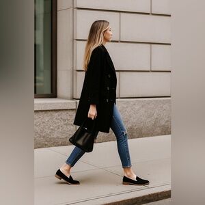 Franco Sarto Jeela Black Suede Loafers Women’s Sz 7 Leather Upper New With Box